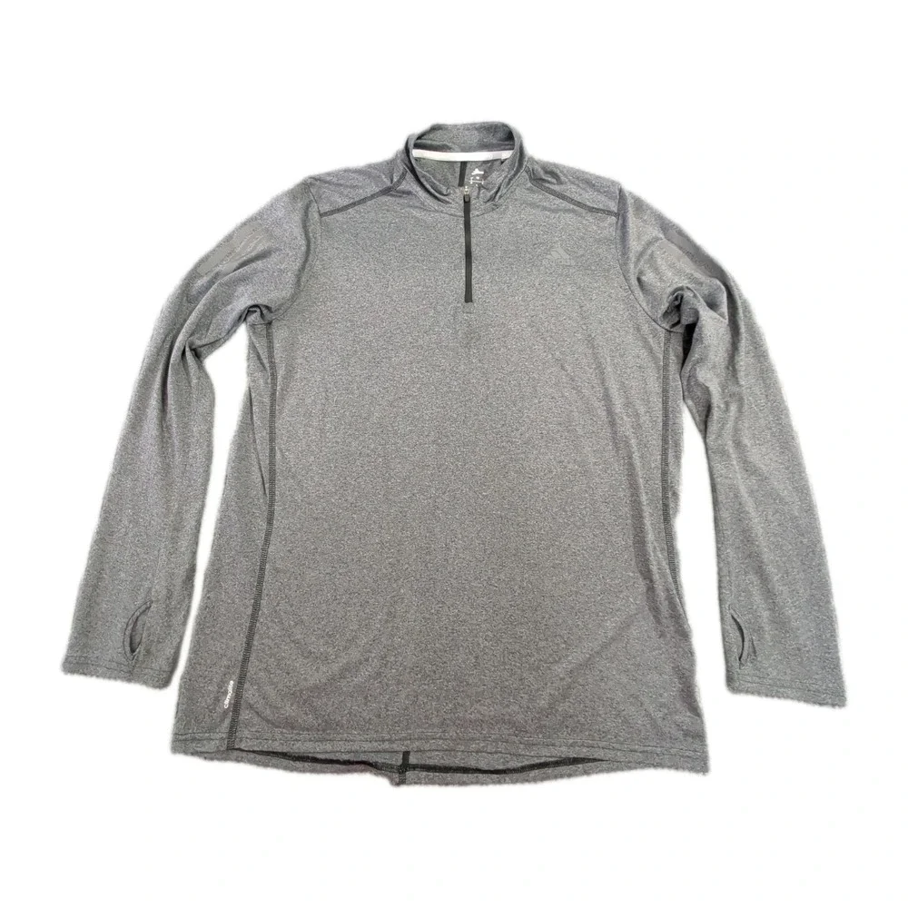 Adidas Running Mens L Gray Climalite 1/4 Zip Long Sleeve Reflective Shirt